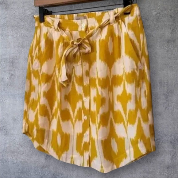 LOFT XXS Button Down Circle Skirt Yellow - Picture 1 of 4